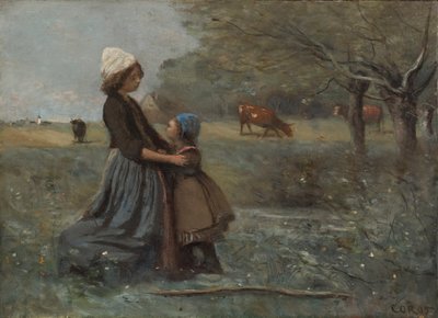 Las dos hermanas en la pradera de Jean Baptiste Camille Corot